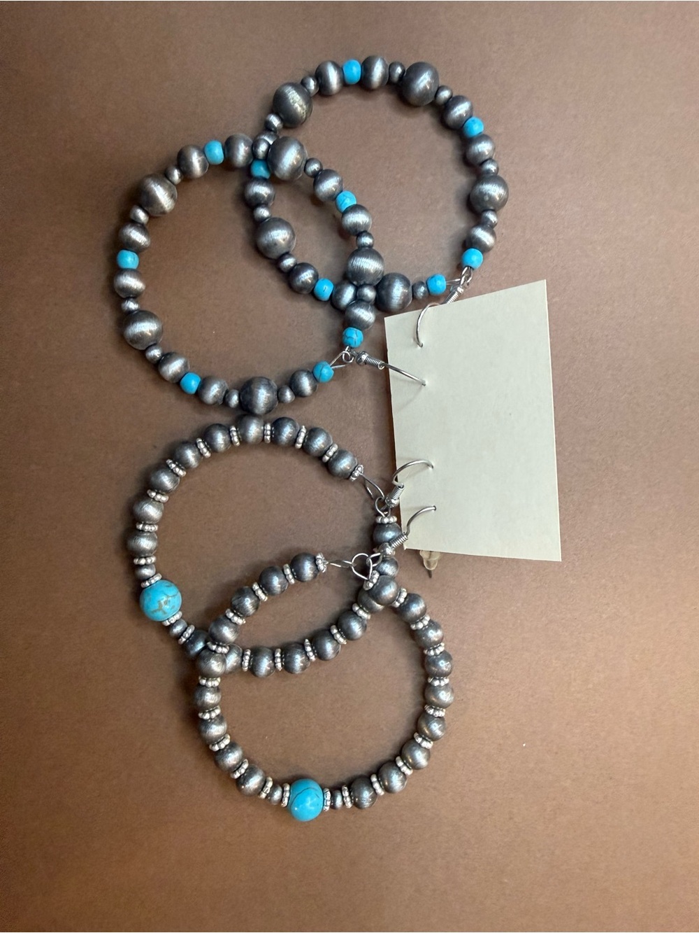 🩵BUNDLE AND SAVE 🩵(3/$16) Turquoise Accent Silver Beaded Earrings Set - Women Je